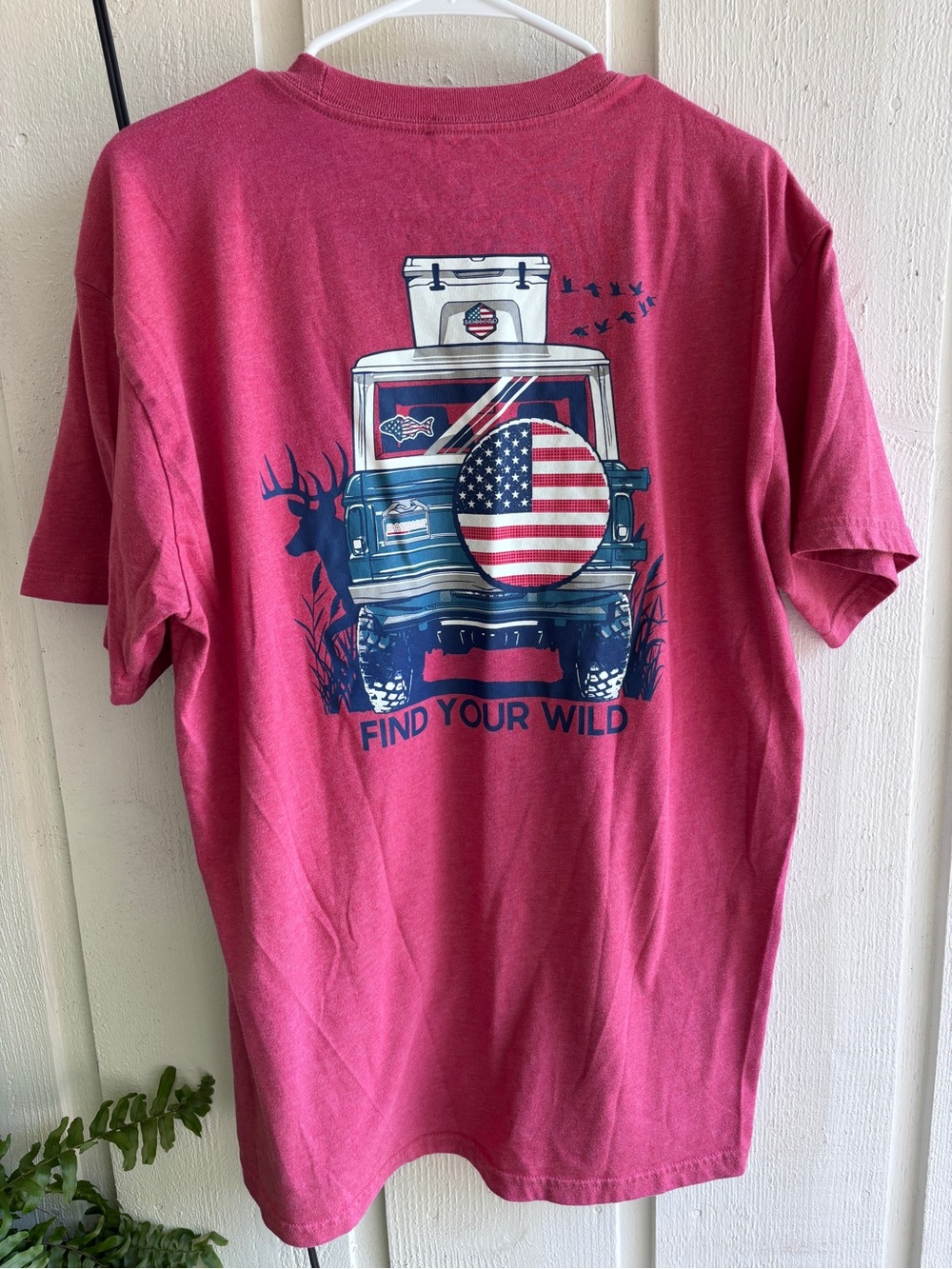 BURLEBO Short Sleeve Tee in Red with Navy Truck Graphic